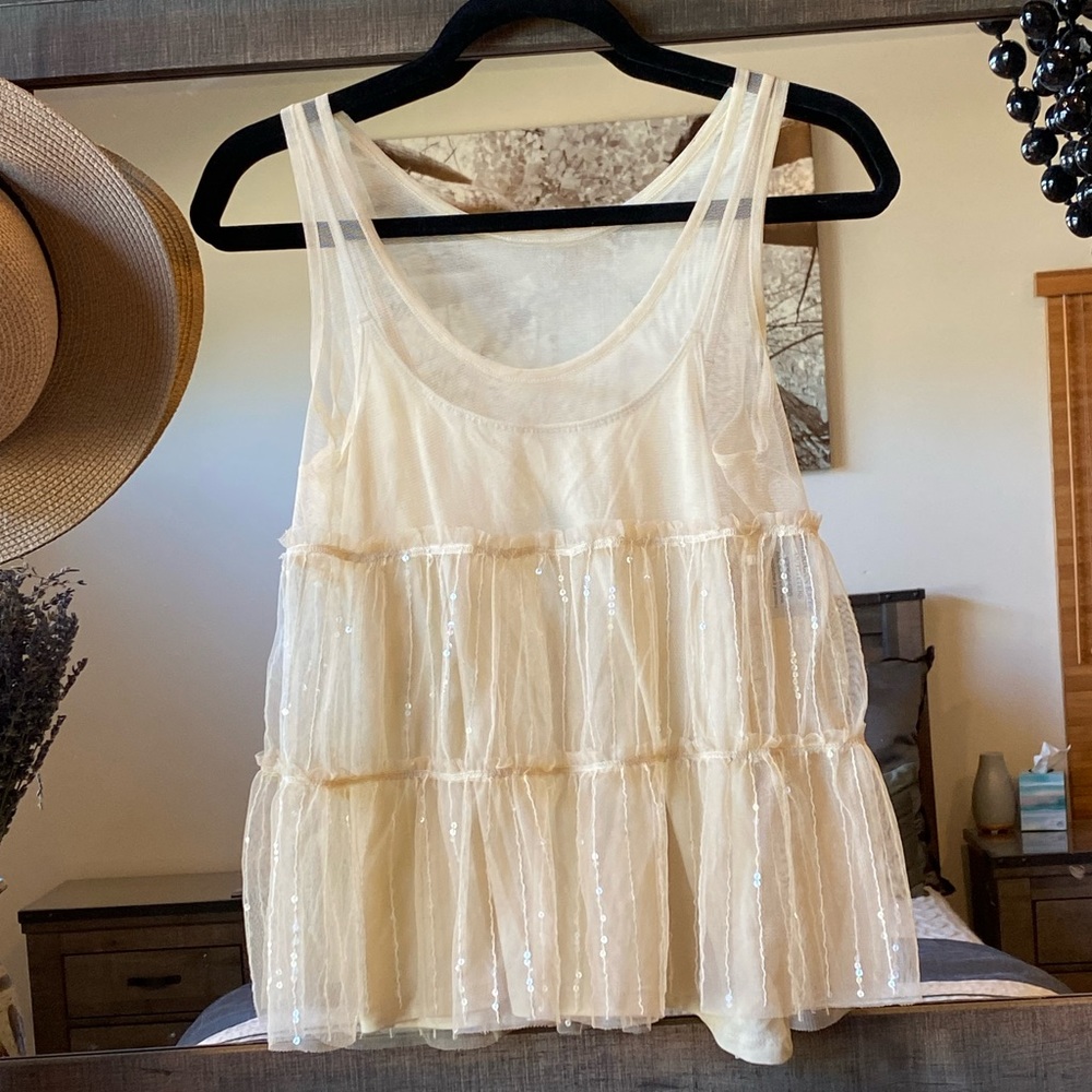 Late 90s/early 00s 2-pc tiered sequin tulle & cami set